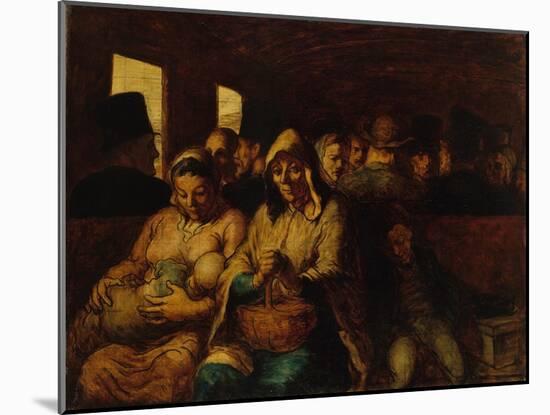 Interior of third-class carriage, 1862-64-Honore Daumier-Mounted Giclee Print