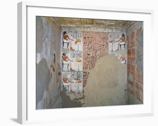 Interior of Tomb of Army General Tjenuny Covered with Mural Paintings Showing Ritual Offerings-null-Framed Giclee Print