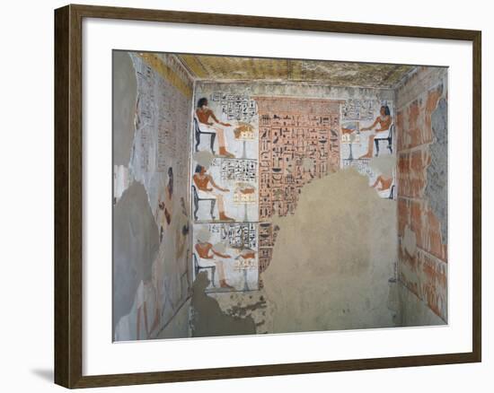 Interior of Tomb of Army General Tjenuny Covered with Mural Paintings Showing Ritual Offerings-null-Framed Giclee Print