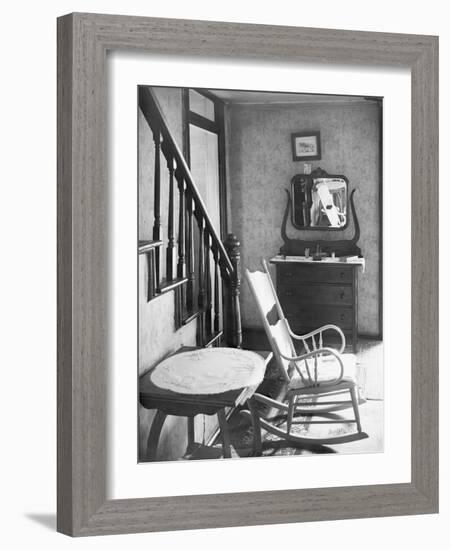 Interior of unemployed man's house in Morgantown, West Virginia, 1935-Walker Evans-Framed Photographic Print