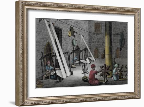 Interior of Weaver's Workshop, Vol.II, Description of Egypt, c.1822-Nicolas Jacques Conte-Framed Giclee Print