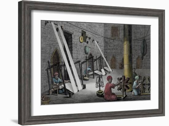 Interior of Weaver's Workshop, Vol.II, Description of Egypt, c.1822-Nicolas Jacques Conte-Framed Giclee Print