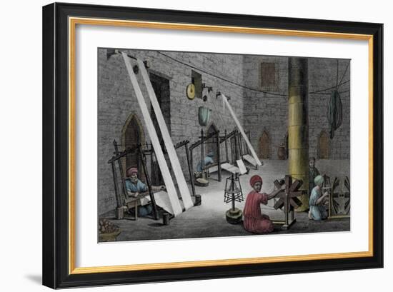 Interior of Weaver's Workshop, Vol.II, Description of Egypt, c.1822-Nicolas Jacques Conte-Framed Giclee Print