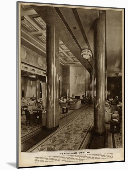 Interior on the 'Queen Mary' Ocean Liner, Main Lounge-null-Mounted Art Print