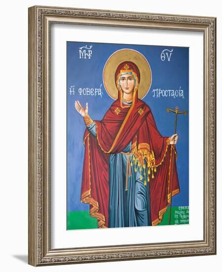 Interior Religious Paintings, Eleftherotria Monastery, Macherado, Zakynthos, Ionian Islands, Greece-Walter Bibikow-Framed Photographic Print