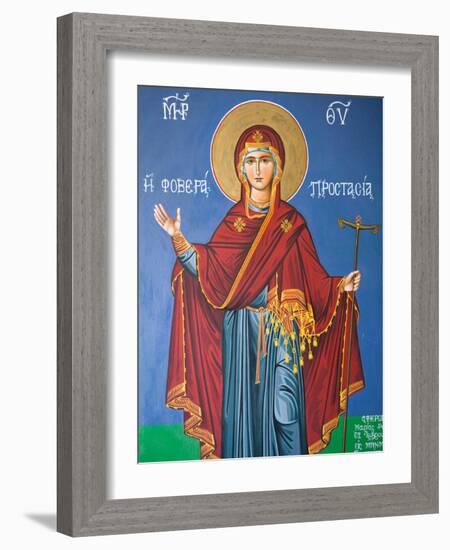 Interior Religious Paintings, Eleftherotria Monastery, Macherado, Zakynthos, Ionian Islands, Greece-Walter Bibikow-Framed Photographic Print