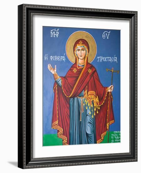 Interior Religious Paintings, Eleftherotria Monastery, Macherado, Zakynthos, Ionian Islands, Greece-Walter Bibikow-Framed Photographic Print