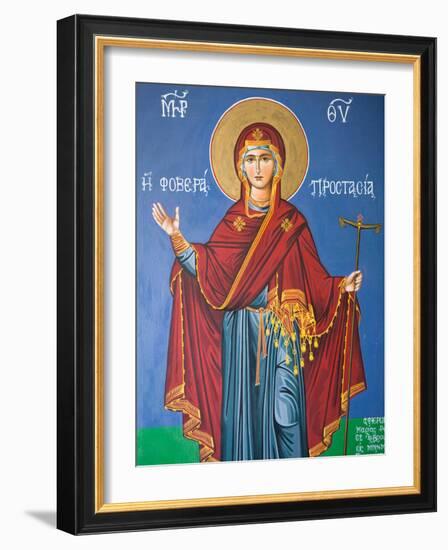 Interior Religious Paintings, Eleftherotria Monastery, Macherado, Zakynthos, Ionian Islands, Greece-Walter Bibikow-Framed Photographic Print