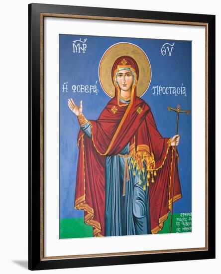 Interior Religious Paintings, Eleftherotria Monastery, Macherado, Zakynthos, Ionian Islands, Greece-Walter Bibikow-Framed Photographic Print