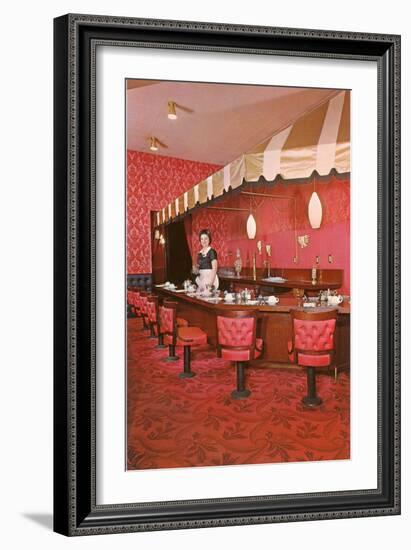 Interior, Retro Coffee Shop-null-Framed Art Print