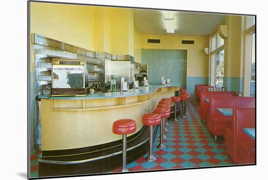 Interior, Retro Diner-null-Mounted Art Print