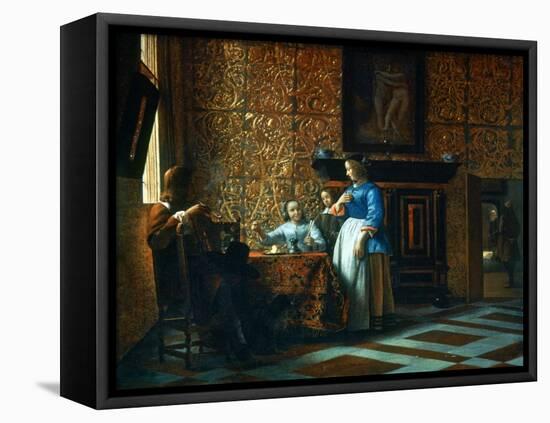 Interior Scene, C1650-Pieter de Hooch-Framed Premier Image Canvas