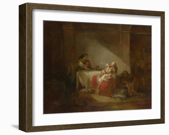 Interior Scene. the Happy Mother, Second Half of the 18th C-Jean-Honoré Fragonard-Framed Giclee Print