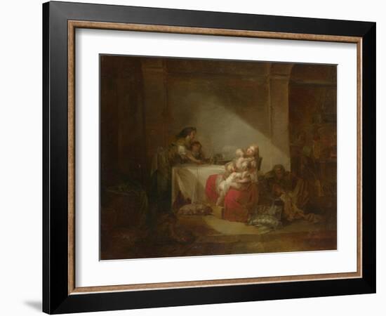 Interior Scene. the Happy Mother, Second Half of the 18th C-Jean-Honoré Fragonard-Framed Giclee Print