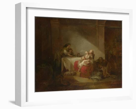 Interior Scene. the Happy Mother, Second Half of the 18th C-Jean-Honoré Fragonard-Framed Giclee Print