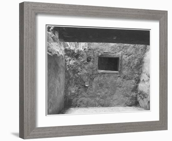 Interior Showing Wall & Window "Interior At Ruin Cliff Palace Mesa Verde NP" Colorado "1941." 1941-Ansel Adams-Framed Art Print