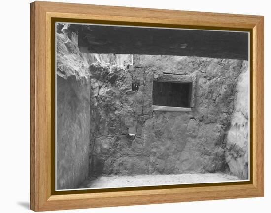 Interior Showing Wall & Window "Interior At Ruin Cliff Palace Mesa Verde NP" Colorado "1941." 1941-Ansel Adams-Framed Stretched Canvas