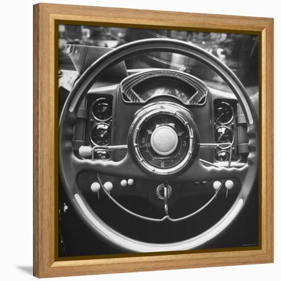 Interior Steering Panel and Steering Wheel of Italian Isotta Fraschini Being Shown at the Auto Show-Tony Linck-Framed Premier Image Canvas