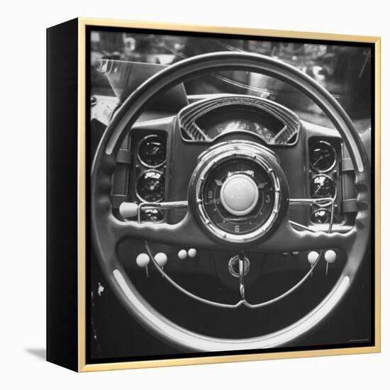 Interior Steering Panel and Steering Wheel of Italian Isotta Fraschini Being Shown at the Auto Show-Tony Linck-Framed Premier Image Canvas