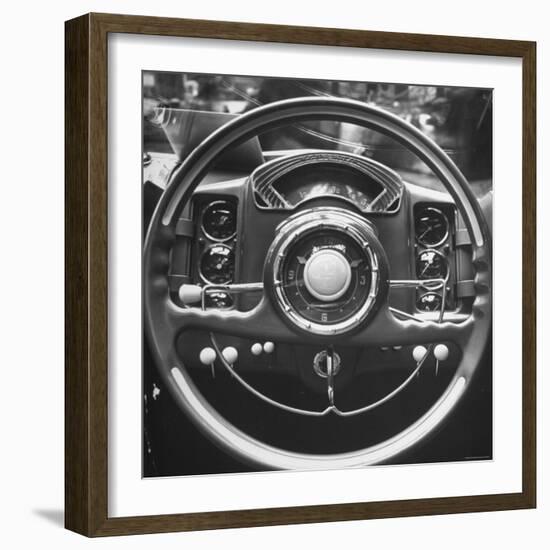 Interior Steering Panel and Steering Wheel of Italian Isotta Fraschini Being Shown at the Auto Show-Tony Linck-Framed Photographic Print