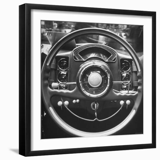 Interior Steering Panel and Steering Wheel of Italian Isotta Fraschini Being Shown at the Auto Show-Tony Linck-Framed Photographic Print