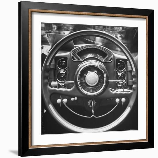 Interior Steering Panel and Steering Wheel of Italian Isotta Fraschini Being Shown at the Auto Show-Tony Linck-Framed Photographic Print