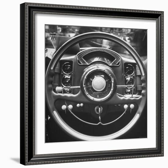 Interior Steering Panel and Steering Wheel of Italian Isotta Fraschini Being Shown at the Auto Show-Tony Linck-Framed Photographic Print