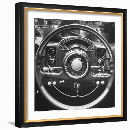 Interior Steering Panel and Steering Wheel of Italian Isotta Fraschini Being Shown at the Auto Show-Tony Linck-Framed Photographic Print