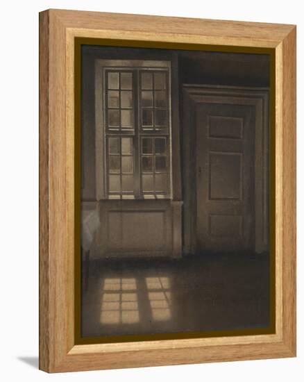 Interior, Sunlight on the Floor-Vilhelm Hammershoi-Framed Premier Image Canvas