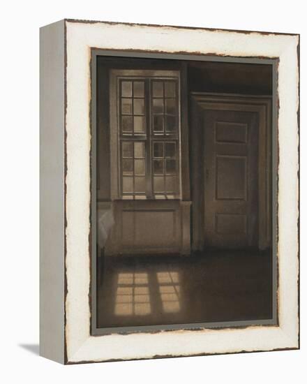 Interior, Sunlight on the Floor-Vilhelm Hammershoi-Framed Premier Image Canvas