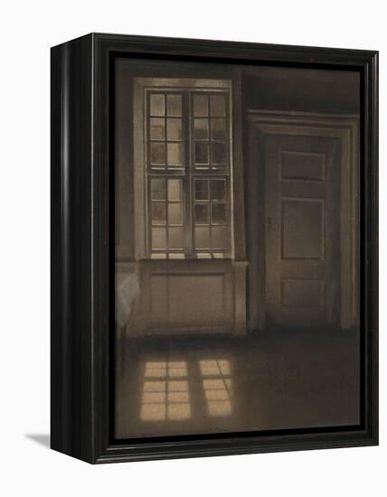 Interior, Sunlight on the Floor-Vilhelm Hammershoi-Framed Premier Image Canvas