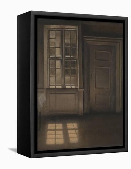 Interior, Sunlight on the Floor-Vilhelm Hammershoi-Framed Premier Image Canvas