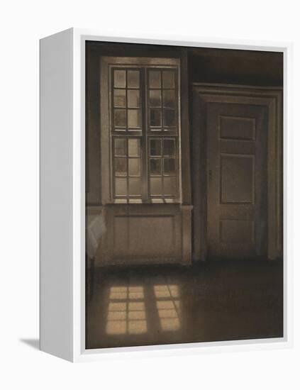 Interior, Sunlight on the Floor-Vilhelm Hammershoi-Framed Premier Image Canvas