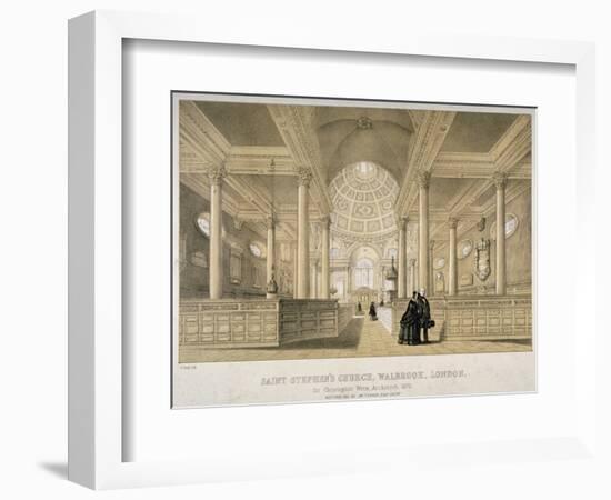 Interior View Looking East, Church of St Stephen Walbrook, City of London, 1851-J Graf-Framed Giclee Print