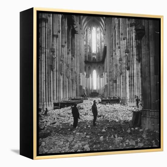 Interior View of a Damaged Cologne Cathedral-null-Framed Premier Image Canvas