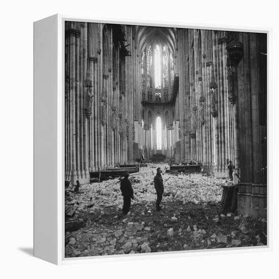 Interior View of a Damaged Cologne Cathedral-null-Framed Premier Image Canvas