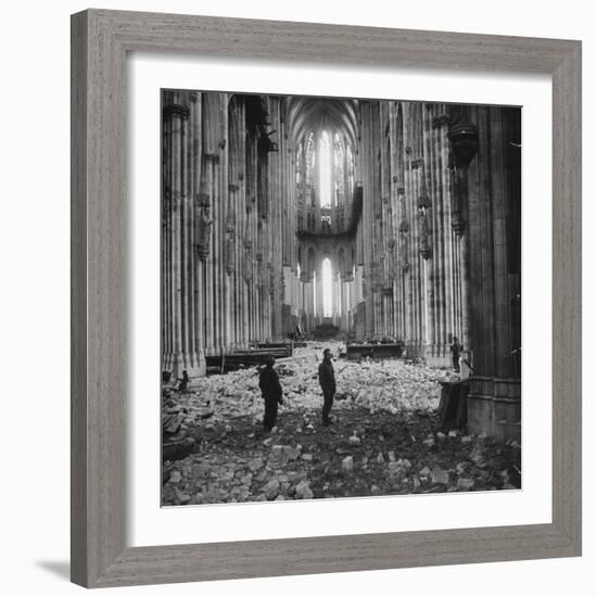 Interior View of a Damaged Cologne Cathedral-null-Framed Photographic Print