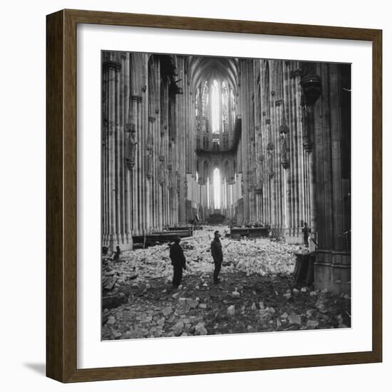 Interior View of a Damaged Cologne Cathedral-null-Framed Photographic Print