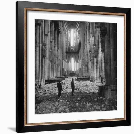 Interior View of a Damaged Cologne Cathedral-null-Framed Photographic Print