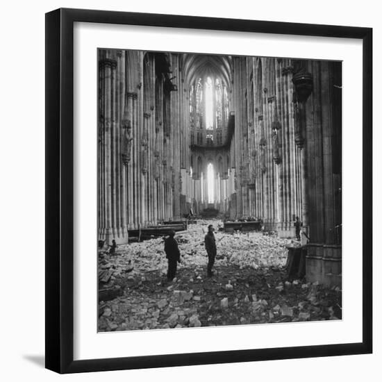 Interior View of a Damaged Cologne Cathedral-null-Framed Photographic Print