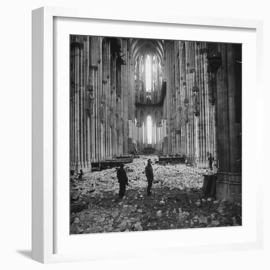 Interior View of a Damaged Cologne Cathedral-null-Framed Photographic Print