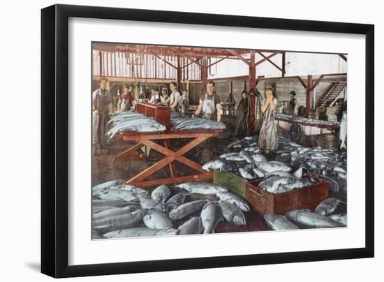 Interior View of a Salmon Cannery - Bellingham, WA-Lantern Press-Framed Art Print