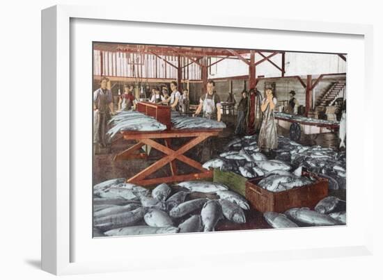 Interior View of a Salmon Cannery - Bellingham, WA-Lantern Press-Framed Art Print