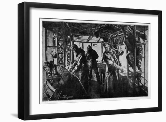 Interior View of a Zeppelin in the Course of a Bombing Raid on England-null-Framed Art Print