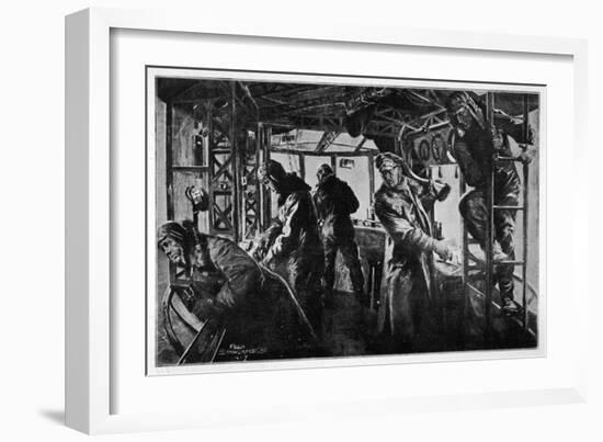 Interior View of a Zeppelin in the Course of a Bombing Raid on England-null-Framed Art Print