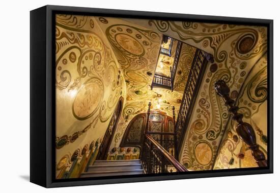 Interior View of Casa Comalat Modernist Building, Barcelona, Catalonia, Spain-Stefano Politi Markovina-Framed Premier Image Canvas