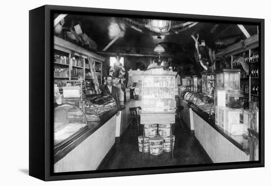 Interior View of E. R. Brown's Store - Eskridge, KS-Lantern Press-Framed Stretched Canvas