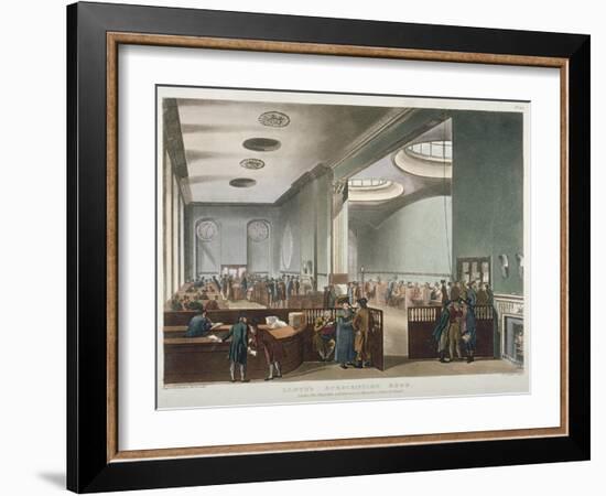 Interior View of Lloyds Subscription Room in the Royal Exchange, City of London, 1809-Thomas Rowlandson-Framed Giclee Print