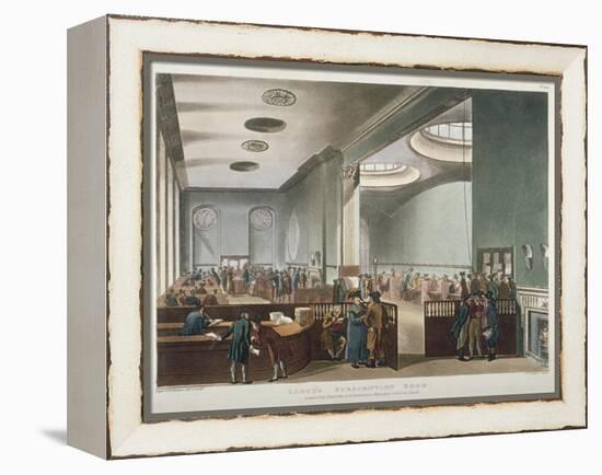 Interior View of Lloyds Subscription Room in the Royal Exchange, City of London, 1809-Thomas Rowlandson-Framed Premier Image Canvas