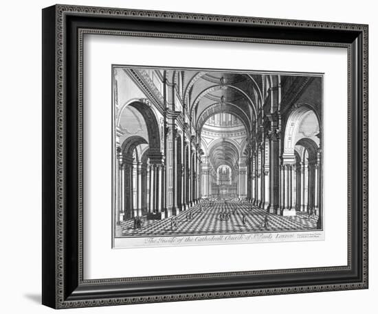 Interior View of St Paul's Cathedral, Looking East Along the Nave, City of London, 1720-null-Framed Giclee Print